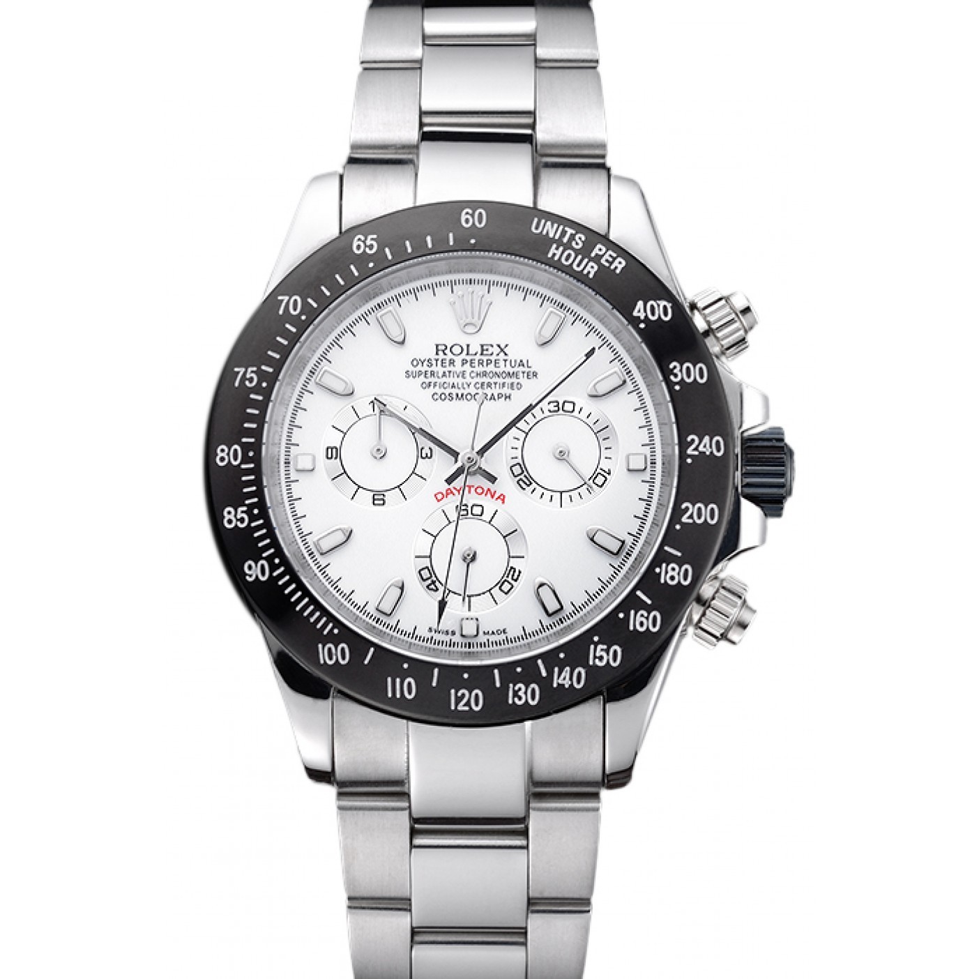 MiroTime Rolex Daytona Stainless Steel Black Enameled White Dial
