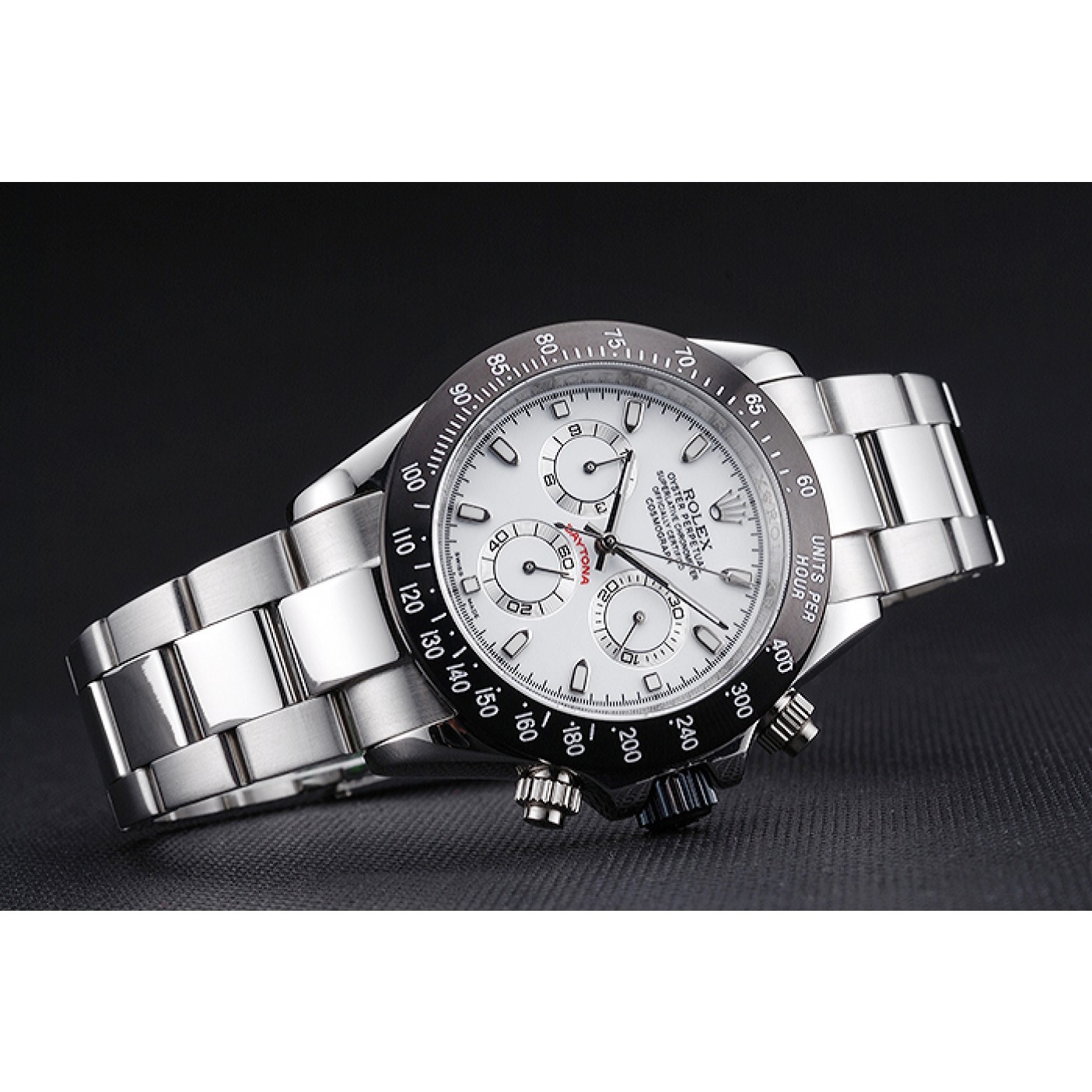 MiroTime Rolex Daytona Stainless Steel Black Enameled White Dial
