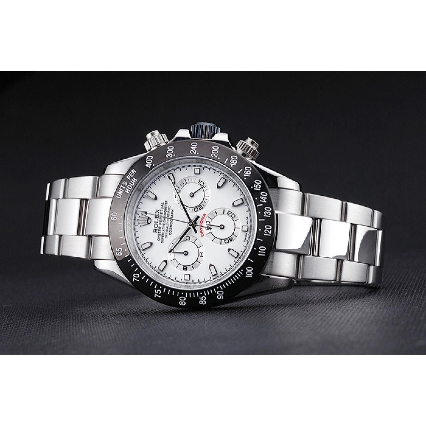 MiroTime Rolex Daytona Stainless Steel Black Enameled White Dial
