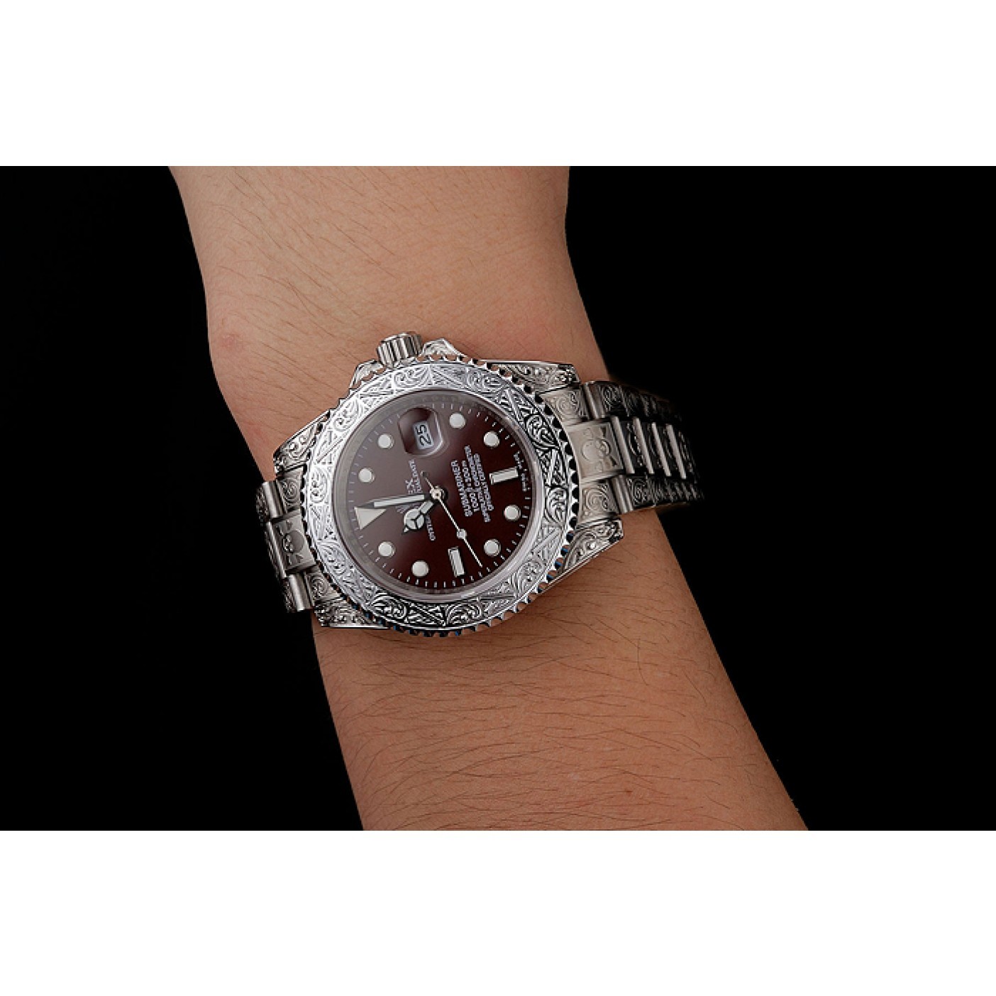 MiroTime Swiss Rolex Submariner Skull Limited Edition Brown Dial White Case And Bracelet 1454092