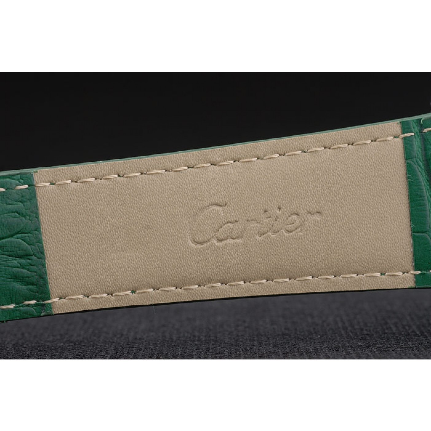 MiroTime Cartier Tank Anglaise 36mm White Dial Diamonds Steel Case Green Leather Bracelet