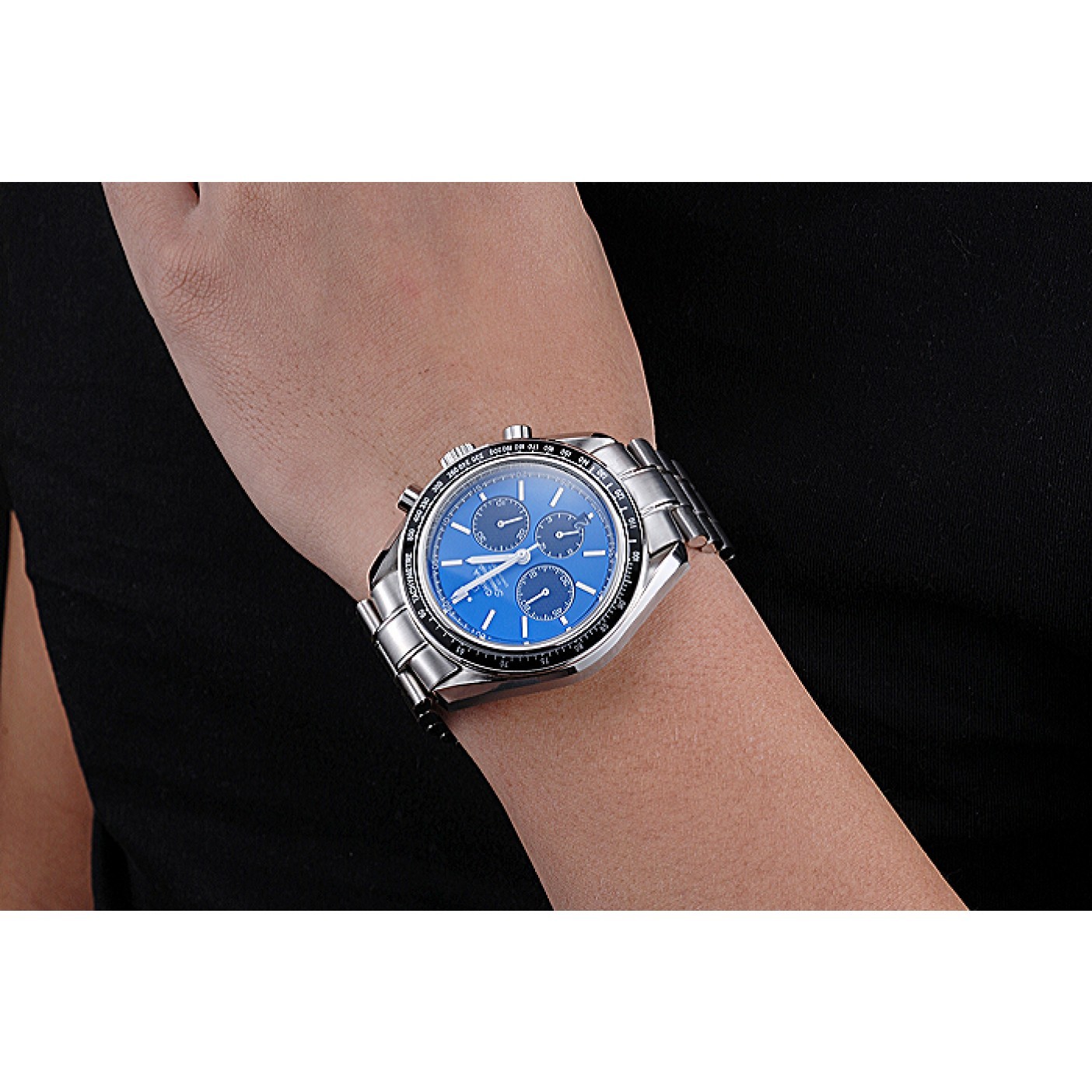 MiroTime Omega Speedmaster Blue Grey Stainless Steel Strap 622053