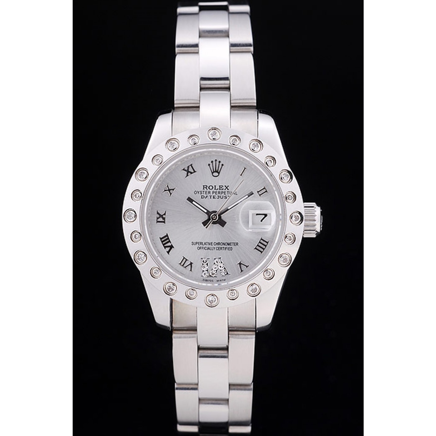 MiroTime Rolex Datejust Polished Silver Diamonds Bezel Silver Dial 7474