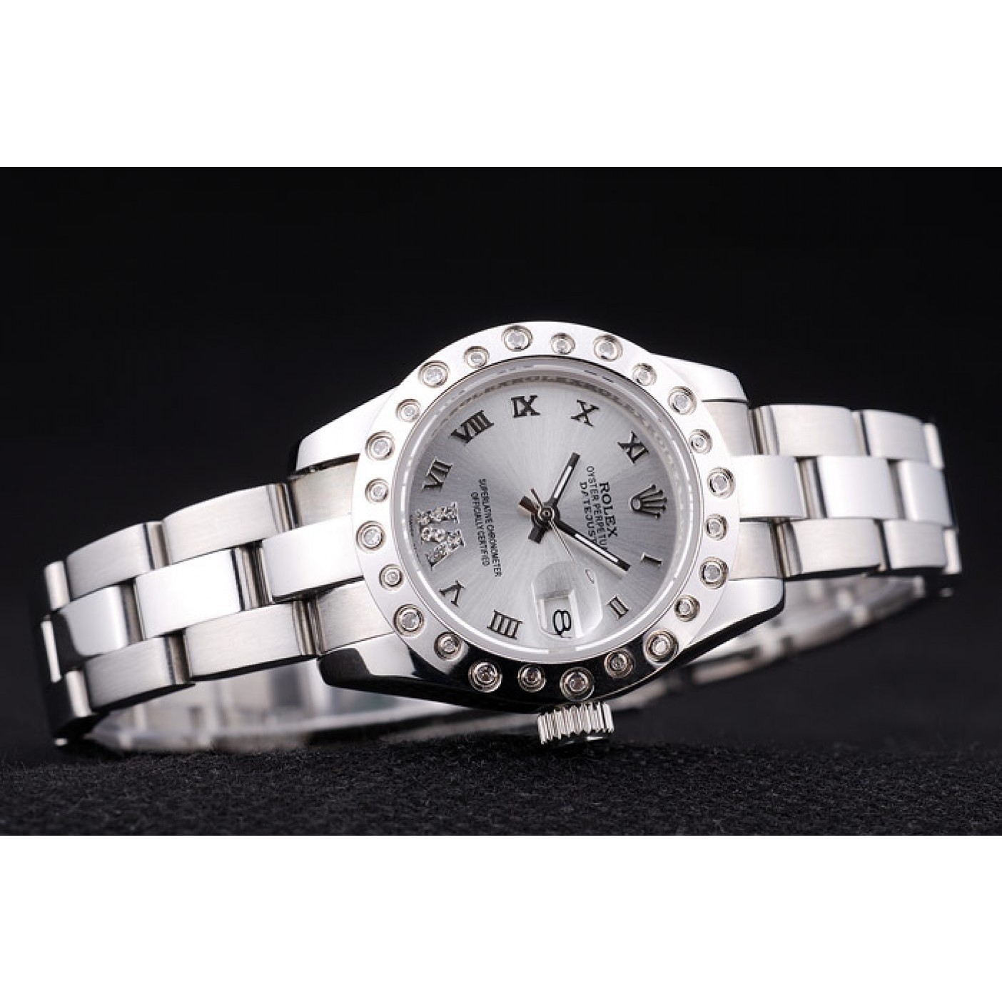 MiroTime Rolex Datejust Polished Silver Diamonds Bezel Silver Dial 7474