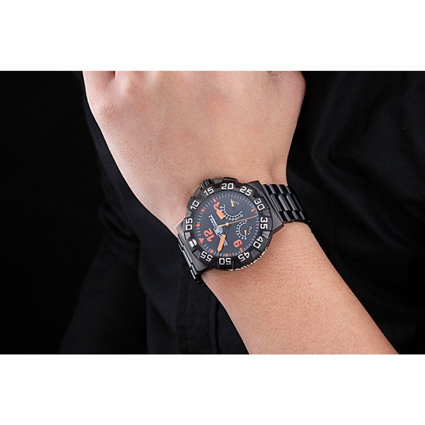 MiroTime Tag Heuer Formula One Calibre S Black Dial Orange Numerals Ion Plated Steinless Steel Bracelet 622300
