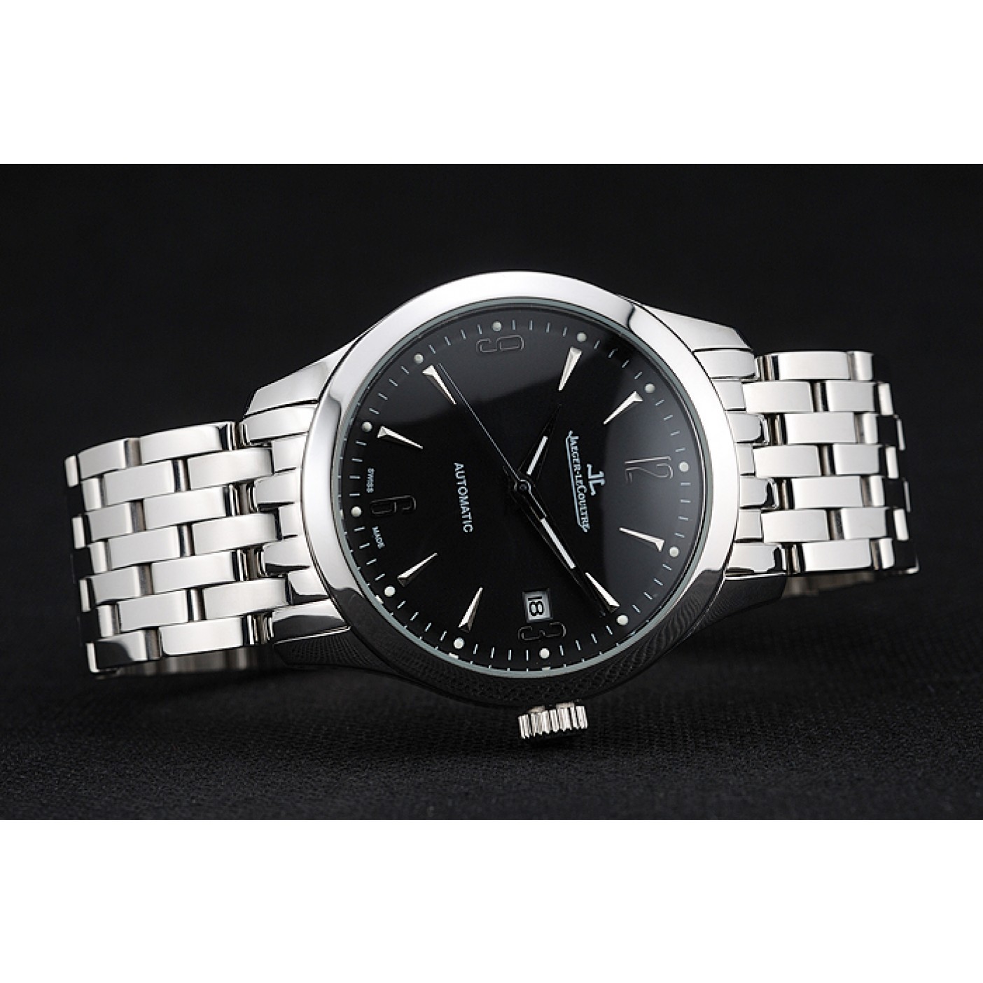 MiroTime Jaeger LeCoultre Master Black Dial Stainless Steel Bezel Stainless Steel Band 622093