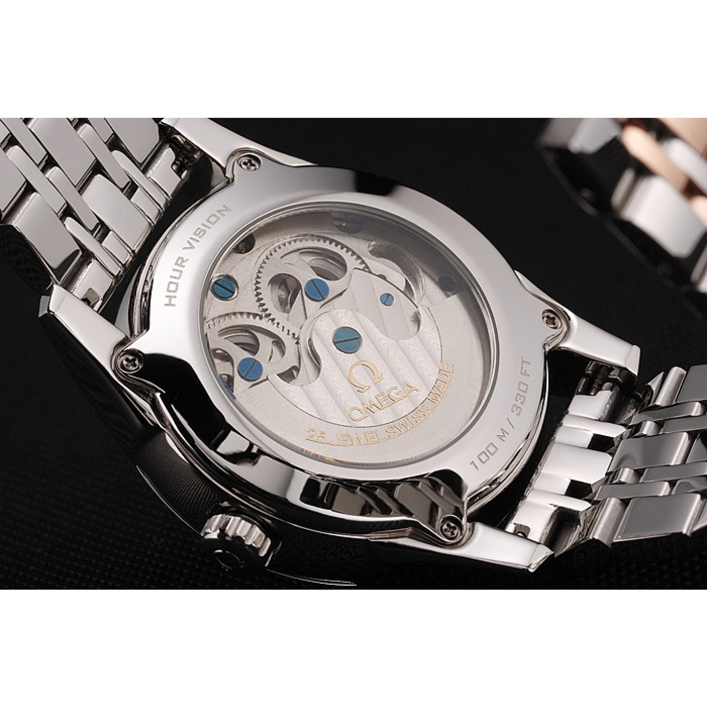 MiroTime Omega De Ville Moonphase Tourbillon White Dial Stainless Steel Case Two Tone Steel Rose Gold Bracelet