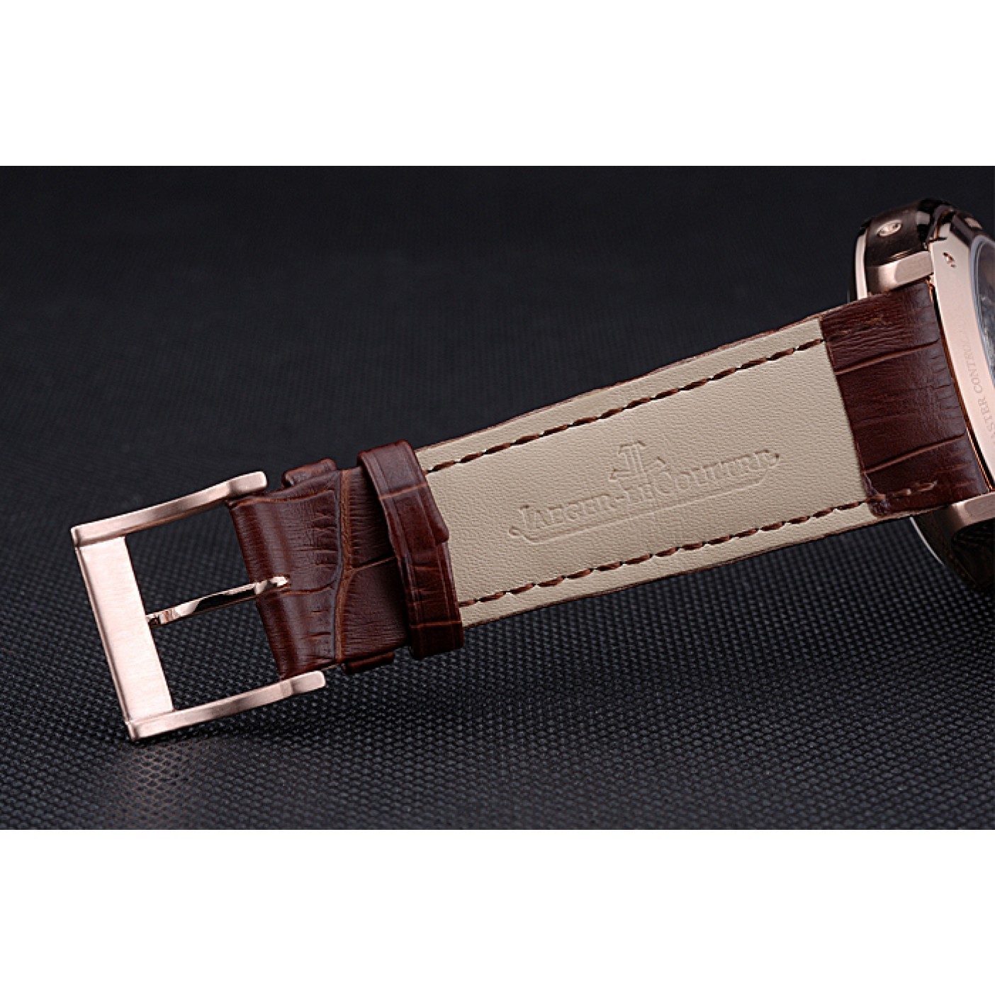 MiroTime Jaeger LeCoultre Master White Dial Brown Leather Band Rose Gold Bezel 622080