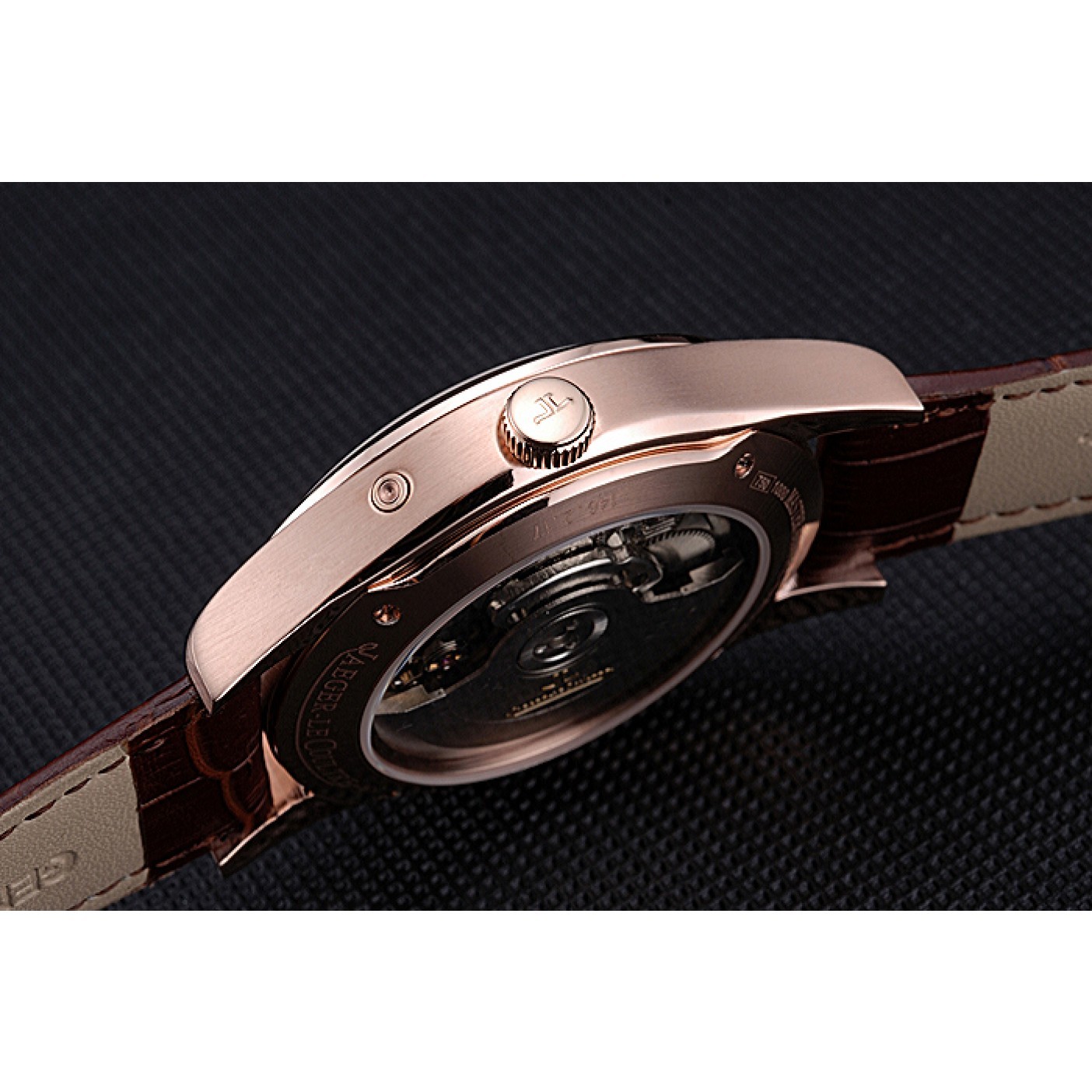 MiroTime Jaeger LeCoultre Master White Dial Brown Leather Band Rose Gold Bezel 622080