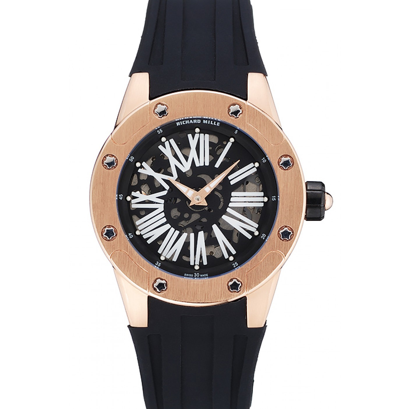 MiroTime Richard Mille RM 033 Extra Flat Automatic Gold Case Black Rubber Bracelet 1454196