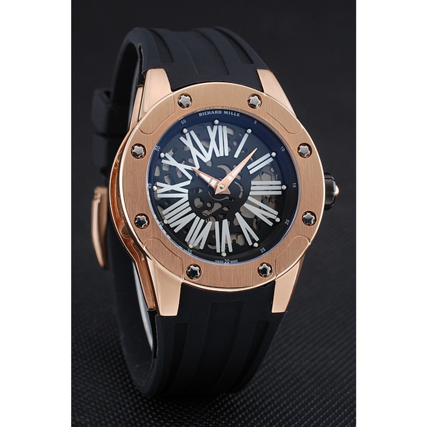 MiroTime Richard Mille RM 033 Extra Flat Automatic Gold Case Black Rubber Bracelet 1454196