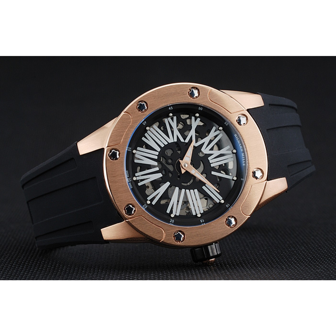 MiroTime Richard Mille RM 033 Extra Flat Automatic Gold Case Black Rubber Bracelet 1454196