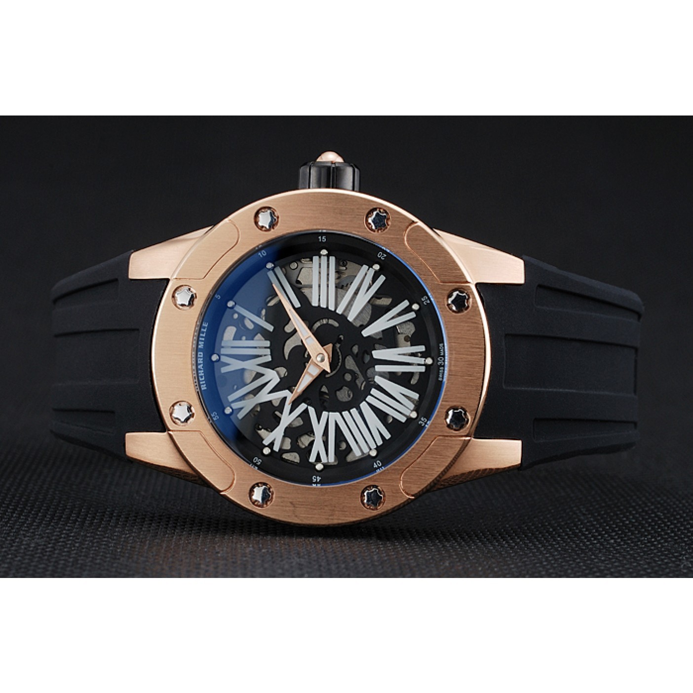 MiroTime Richard Mille RM 033 Extra Flat Automatic Gold Case Black Rubber Bracelet 1454196