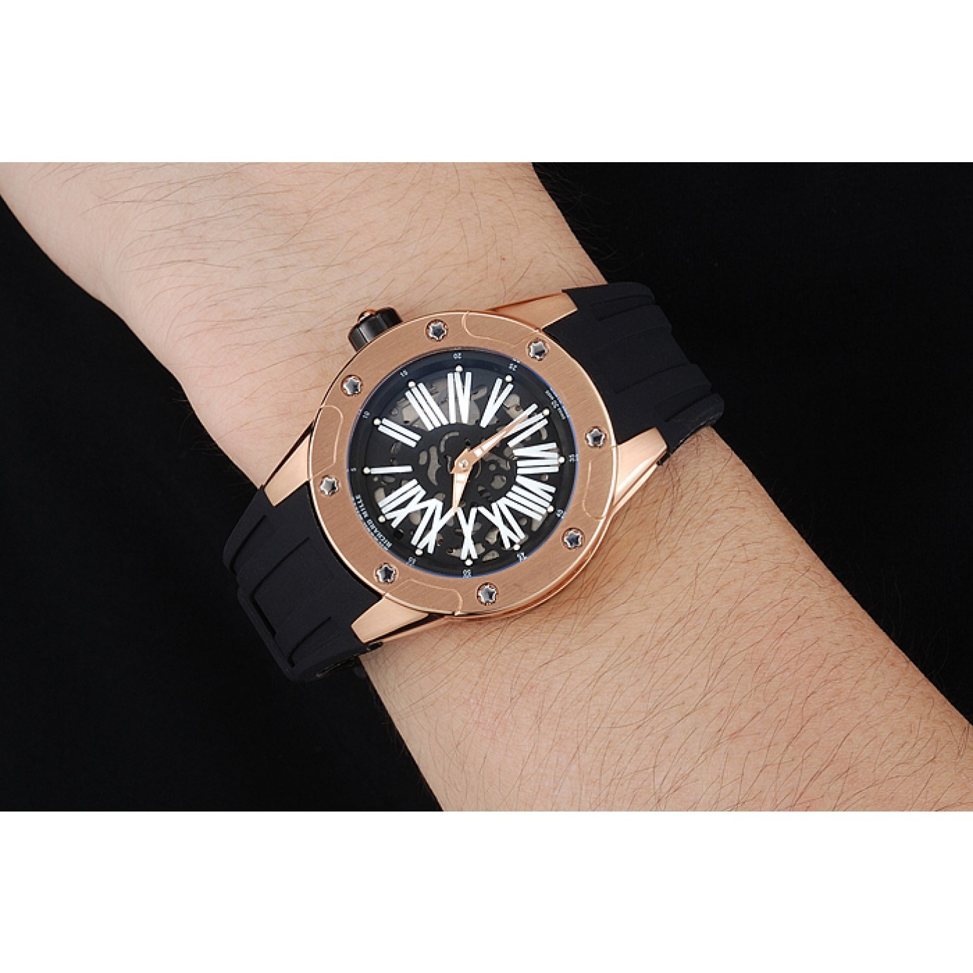 MiroTime Richard Mille RM 033 Extra Flat Automatic Gold Case Black Rubber Bracelet 1454196