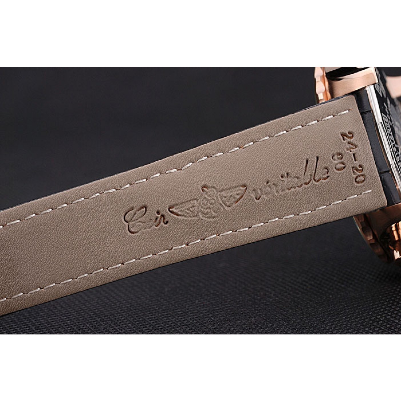 MiroTime Breitling Navitimer Rosegold Bezek Leather Strap White Dial