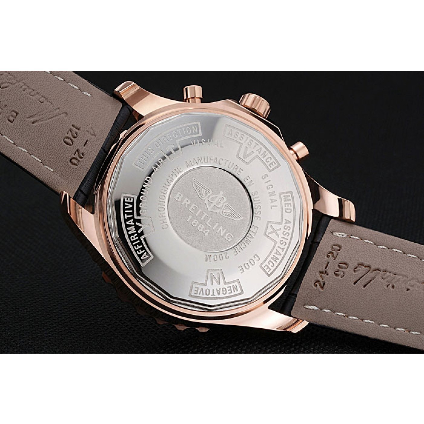 MiroTime Breitling Navitimer Rosegold Bezek Leather Strap White Dial
