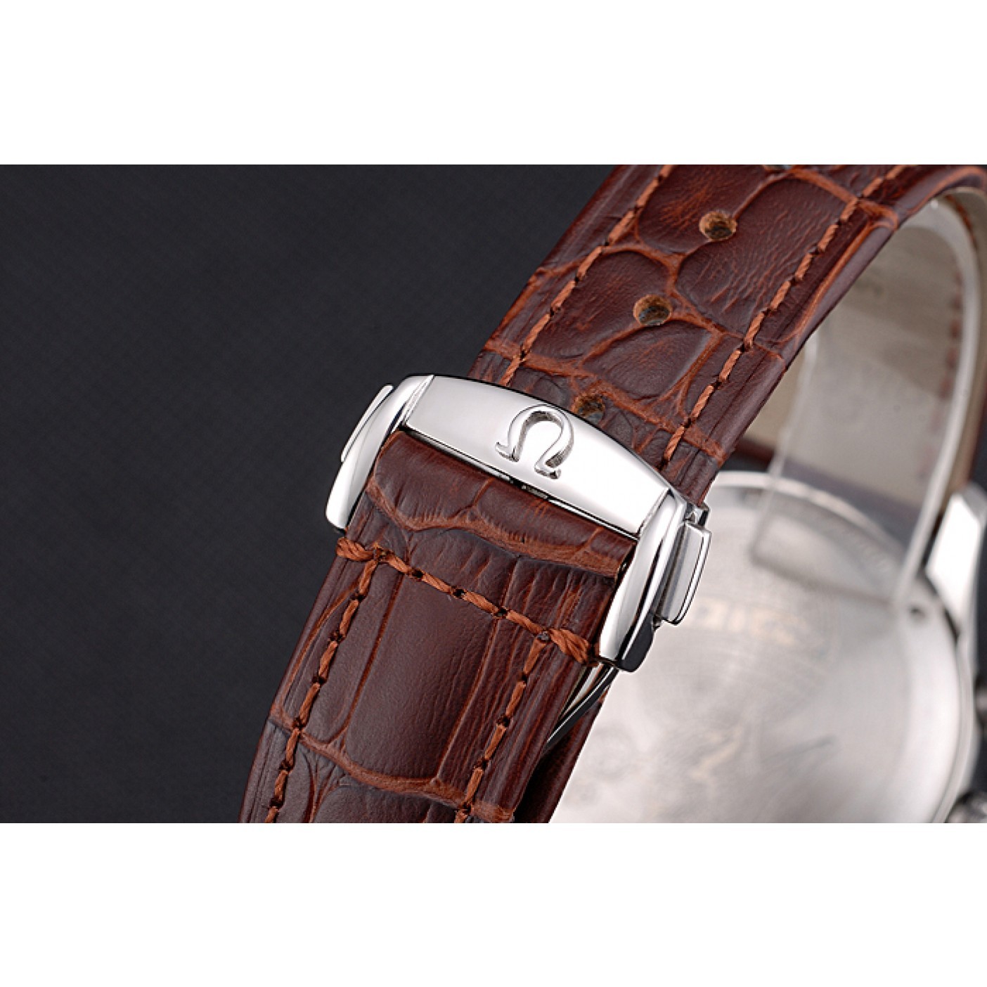 MiroTime Omega DeVille Silver Bezel with White Dial and Brown Leather Strap 621566