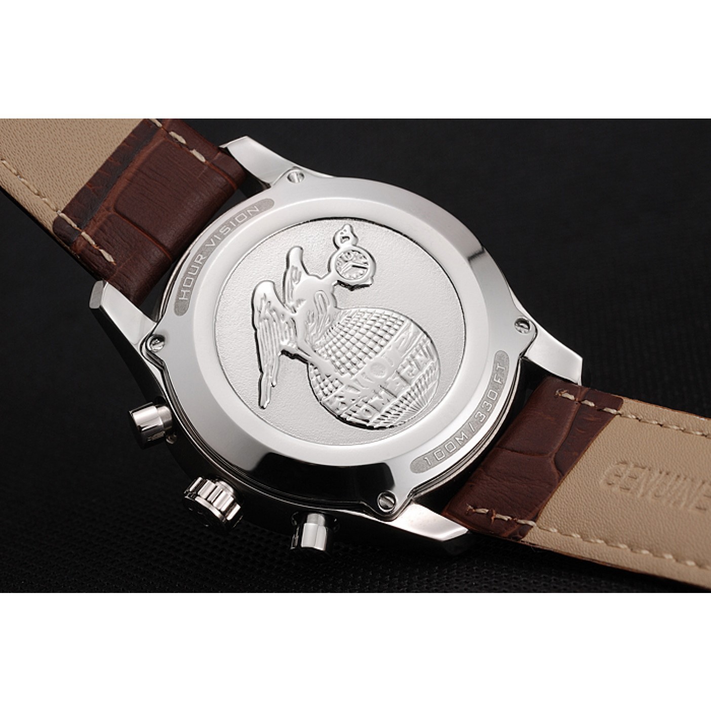 MiroTime Omega DeVille Silver Bezel with White Dial and Brown Leather Strap 621566