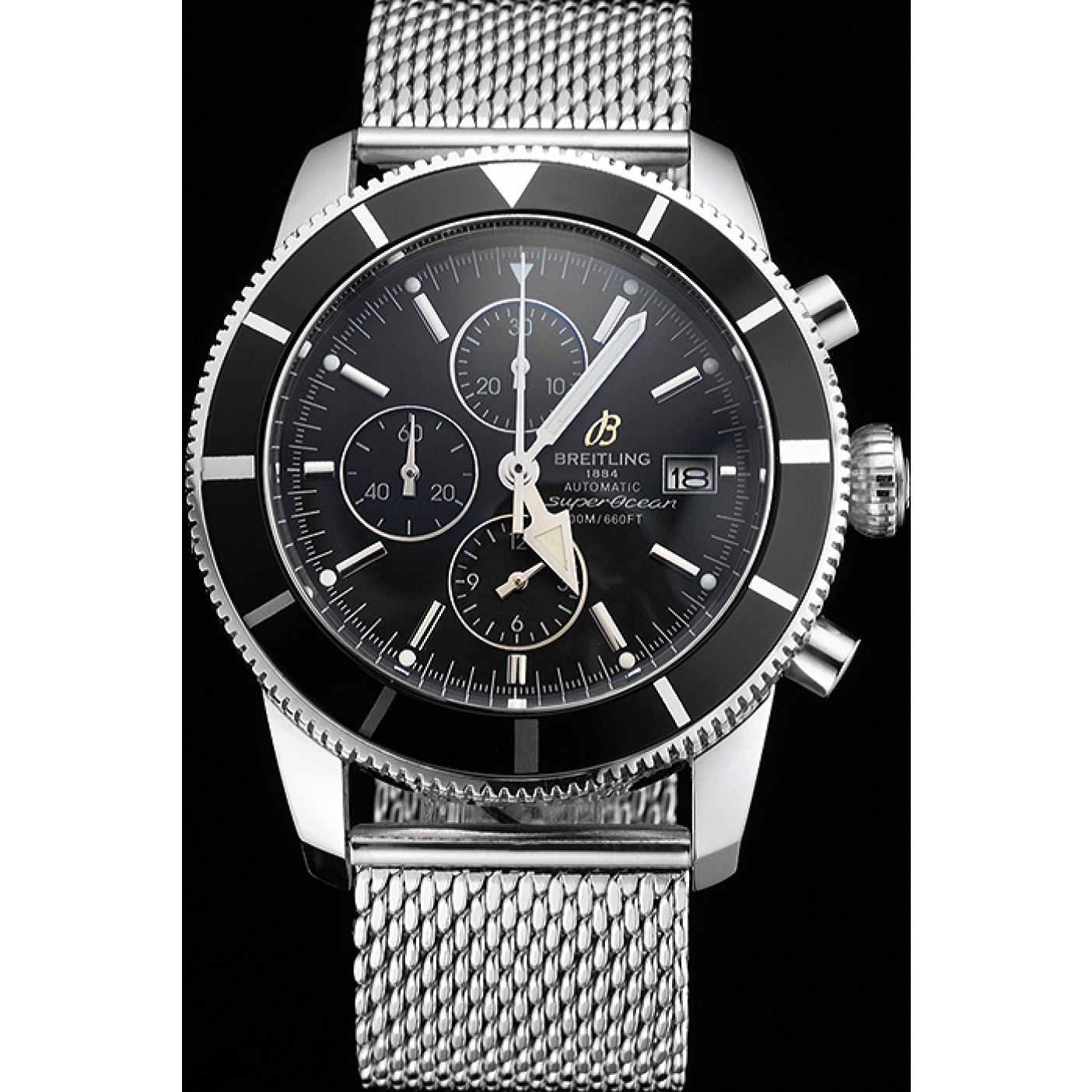 MiroTime Breitling Superocean Heritage Chronographe 46 Black Dial And Bezel Stainless Steel Case And Bracelet