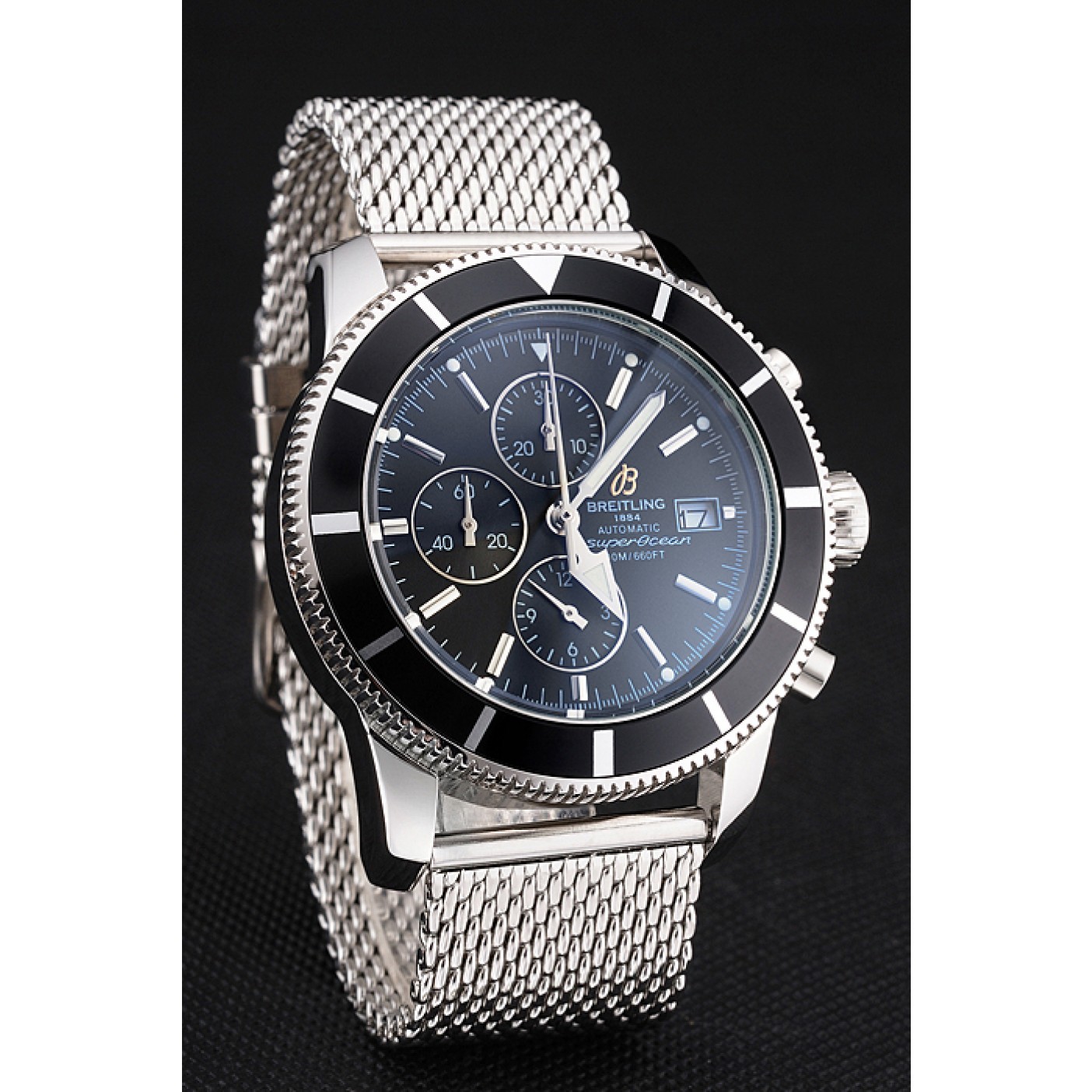 MiroTime Breitling Superocean Heritage Chronographe 46 Black Dial And Bezel Stainless Steel Case And Bracelet
