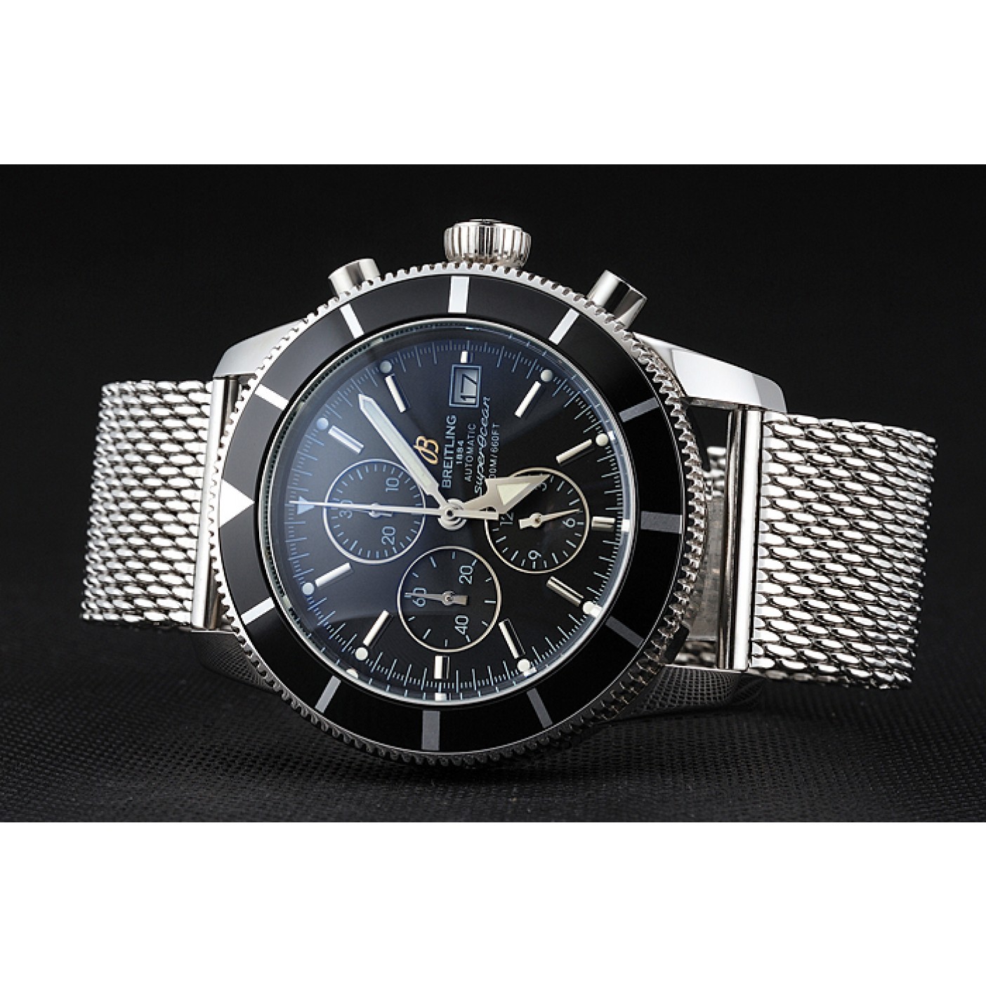 MiroTime Breitling Superocean Heritage Chronographe 46 Black Dial And Bezel Stainless Steel Case And Bracelet