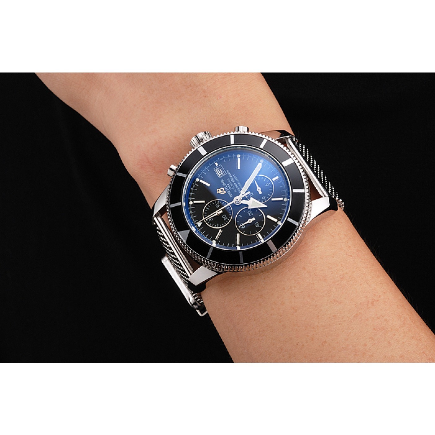 MiroTime Breitling Superocean Heritage Chronographe 46 Black Dial And Bezel Stainless Steel Case And Bracelet