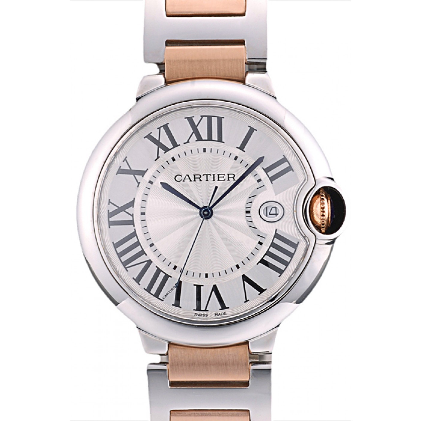 MiroTime Cartier Ballon Bleu 42mm White Dial Stainless Steel Case Two Tone Rose Gold Bracelet
