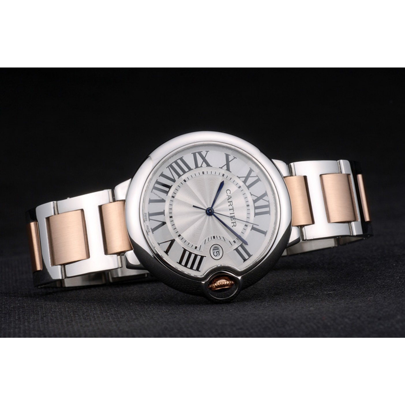 MiroTime Cartier Ballon Bleu 42mm White Dial Stainless Steel Case Two Tone Rose Gold Bracelet