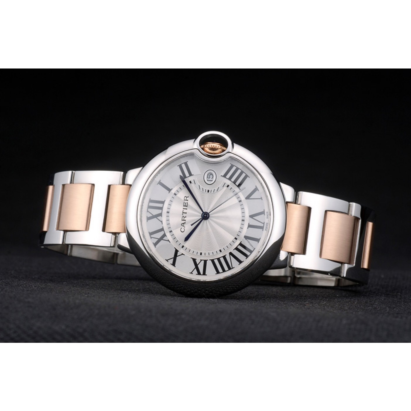MiroTime Cartier Ballon Bleu 42mm White Dial Stainless Steel Case Two Tone Rose Gold Bracelet