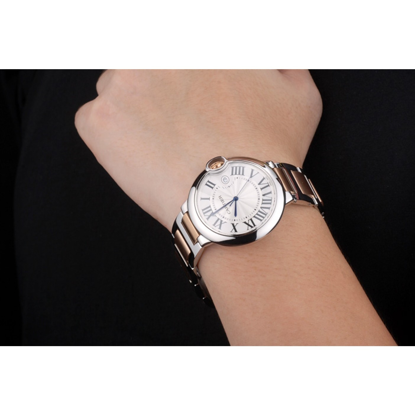 MiroTime Cartier Ballon Bleu 42mm White Dial Stainless Steel Case Two Tone Rose Gold Bracelet