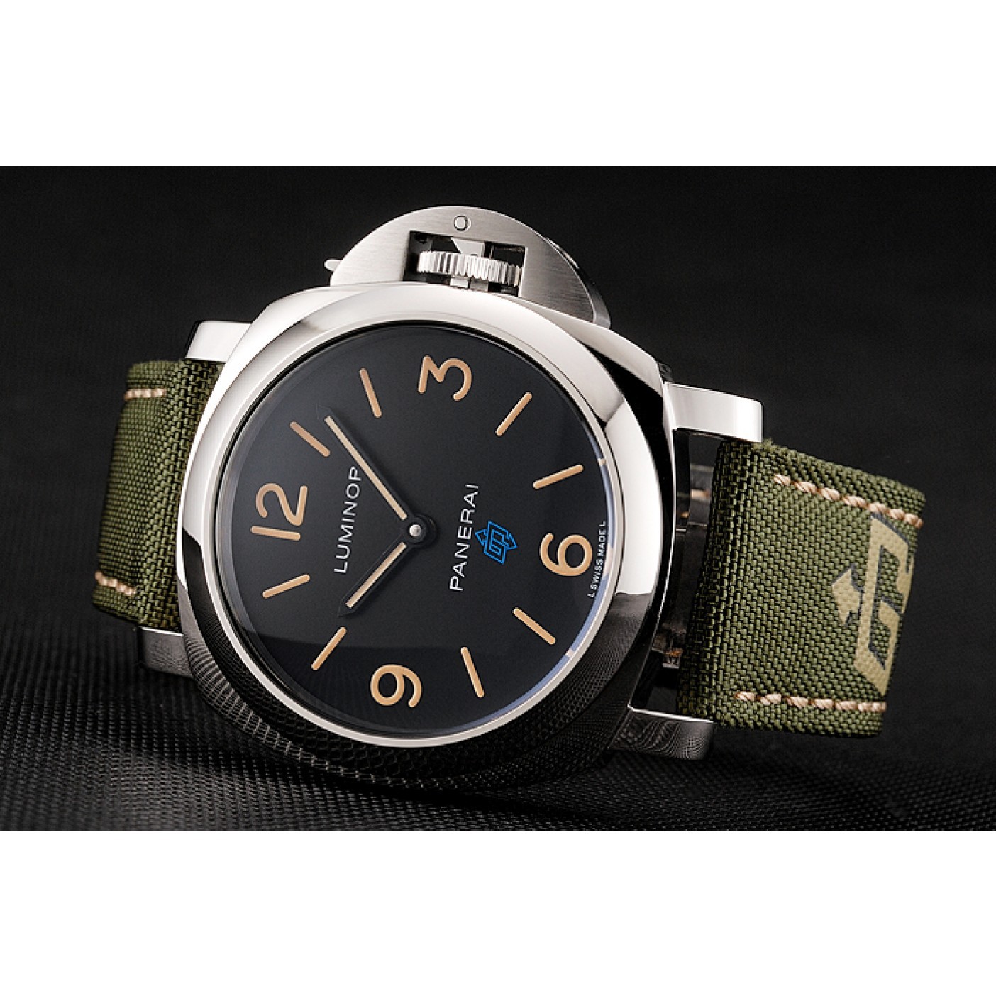 MiroTime Panerai Luminor Base Logo Acciaio Black Dial Green Bracelet 1454013