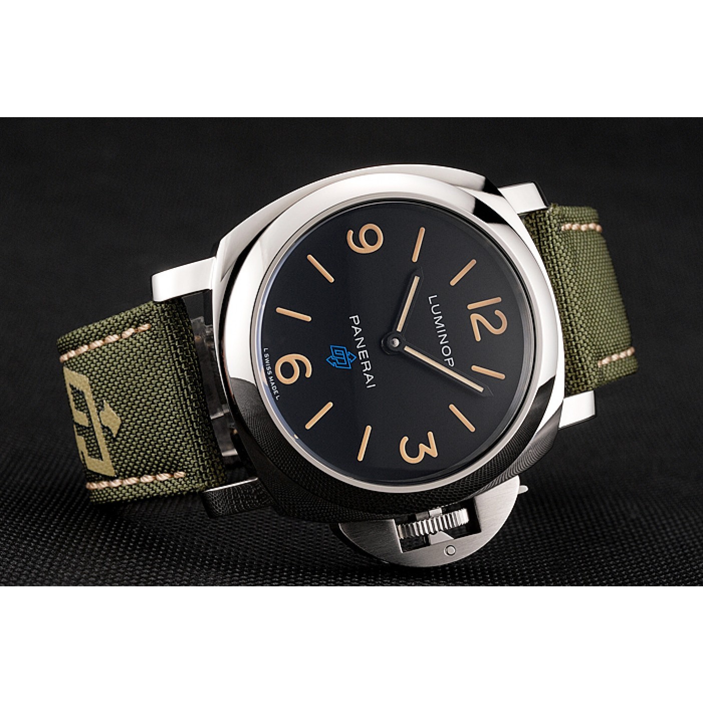 MiroTime Panerai Luminor Base Logo Acciaio Black Dial Green Bracelet 1454013