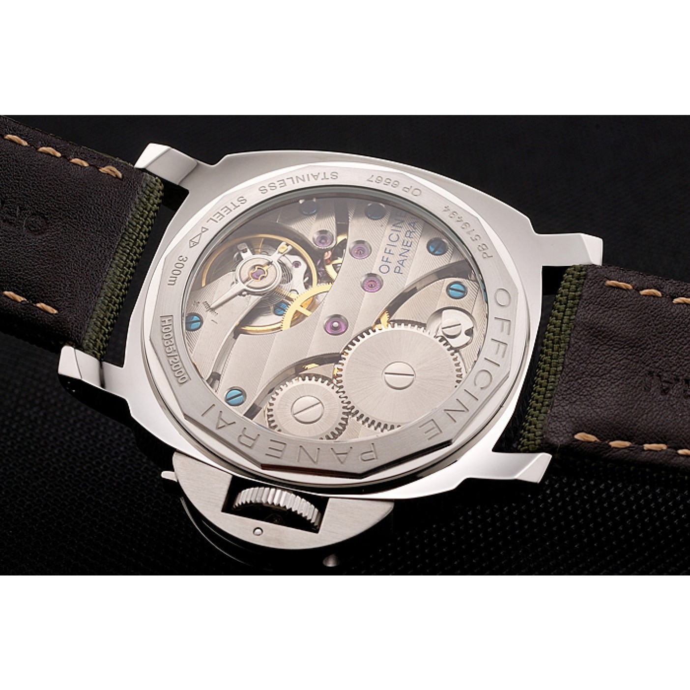 MiroTime Panerai Luminor Base Logo Acciaio Black Dial Green Bracelet 1454013