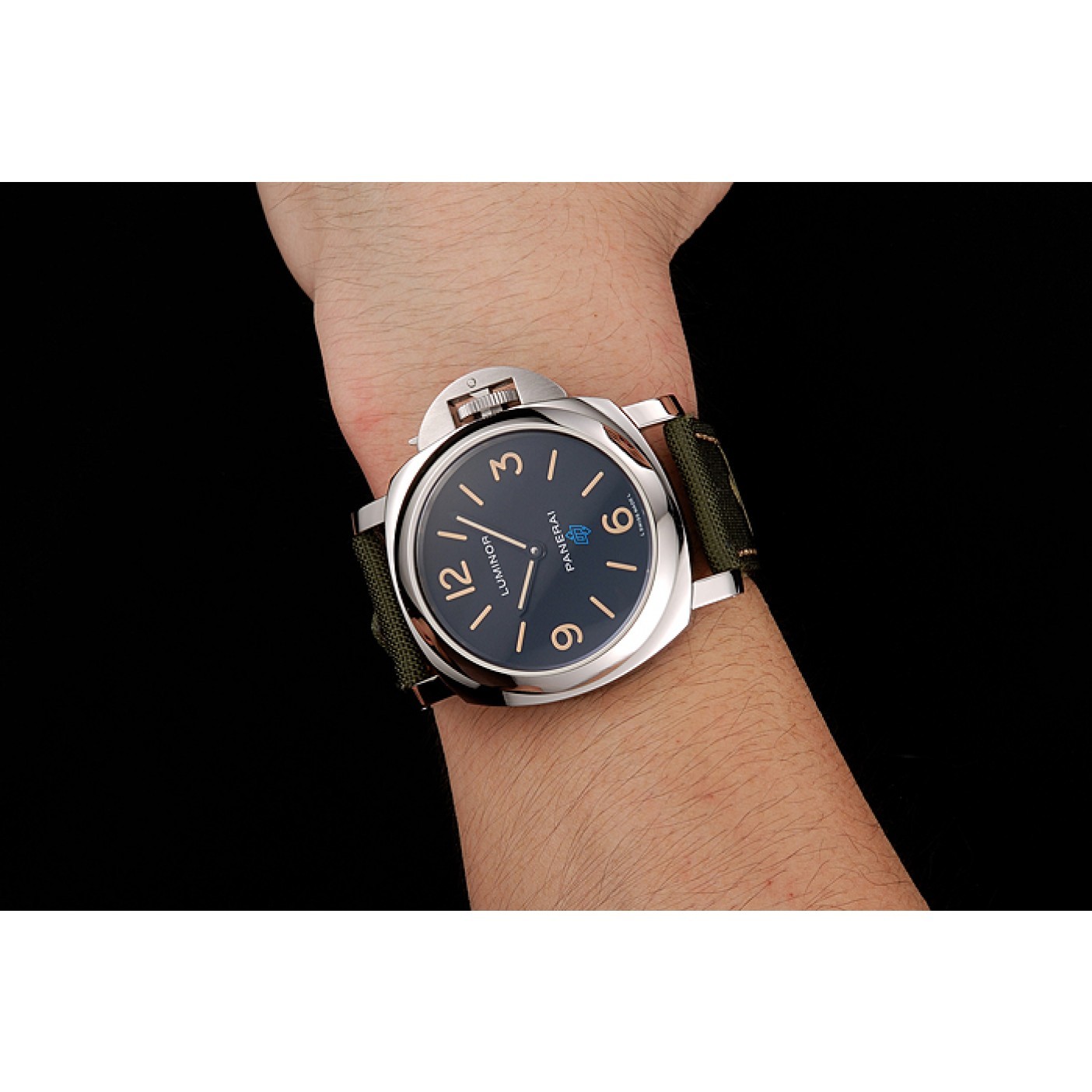 MiroTime Panerai Luminor Base Logo Acciaio Black Dial Green Bracelet 1454013