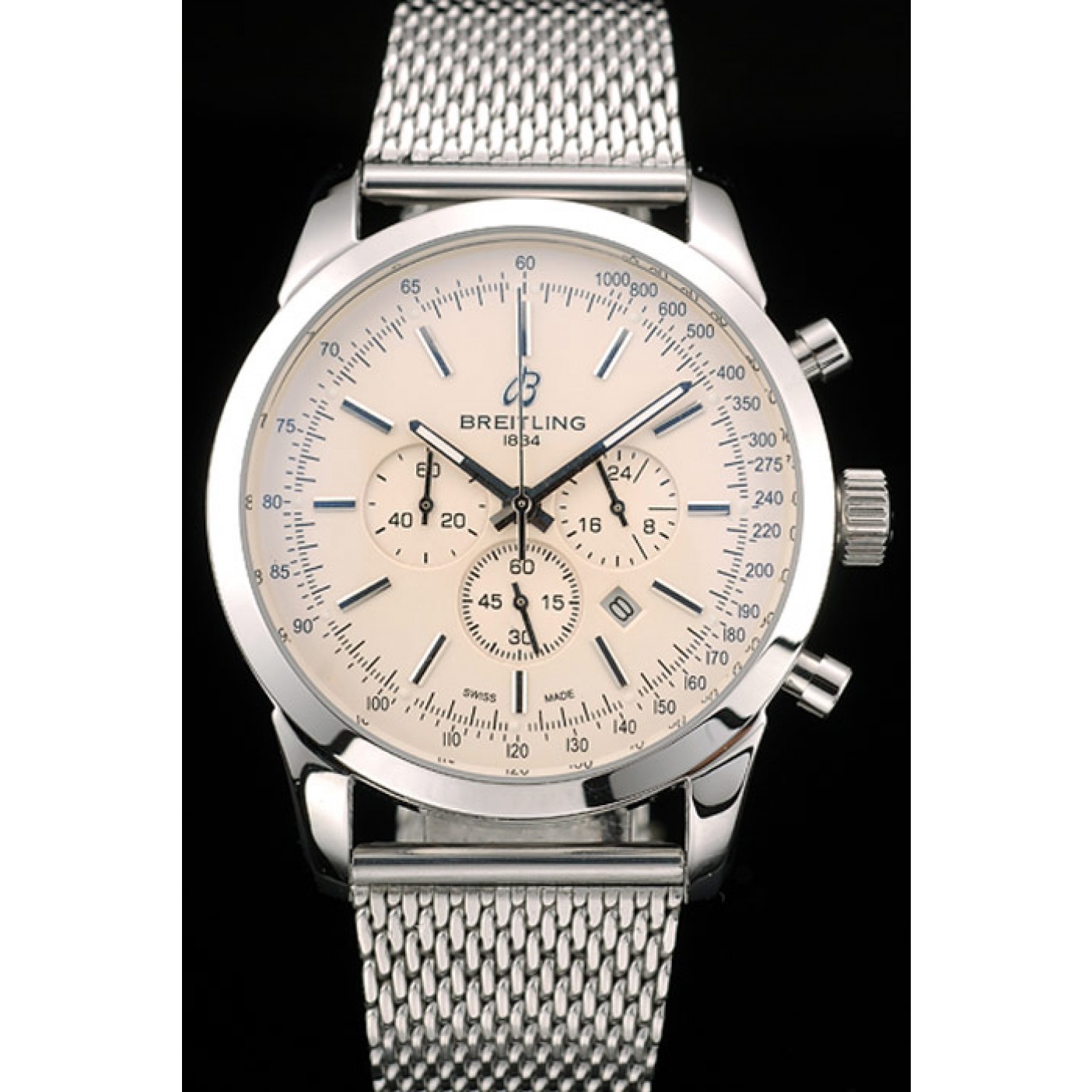 MiroTime Breitling Transocean Stainless Steel Case Light Yellow Dial