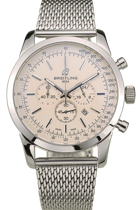 MiroTime Breitling Transocean Stainless Steel Case Light Yellow Dial