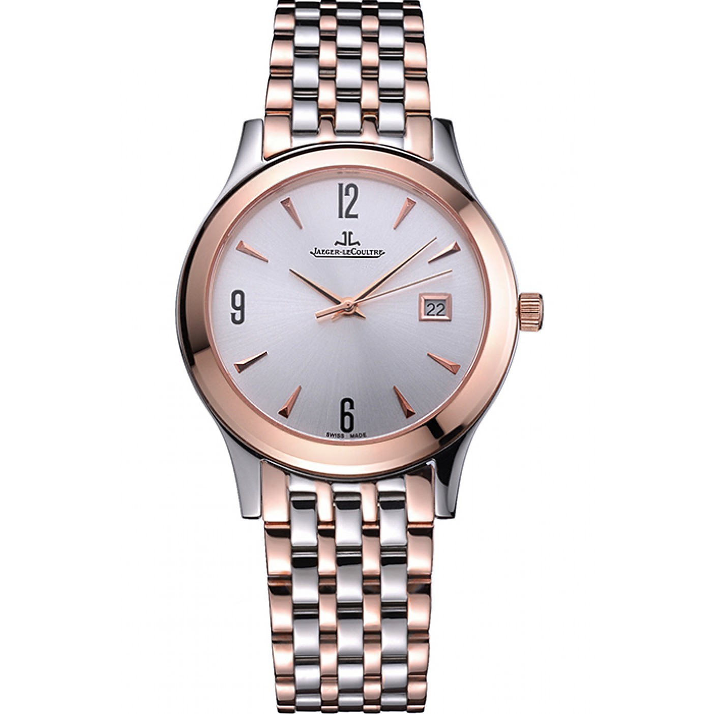 MiroTime Jaeger LeCoultre Master White Dial Rose Gold Bezel Two Tone Band 622090
