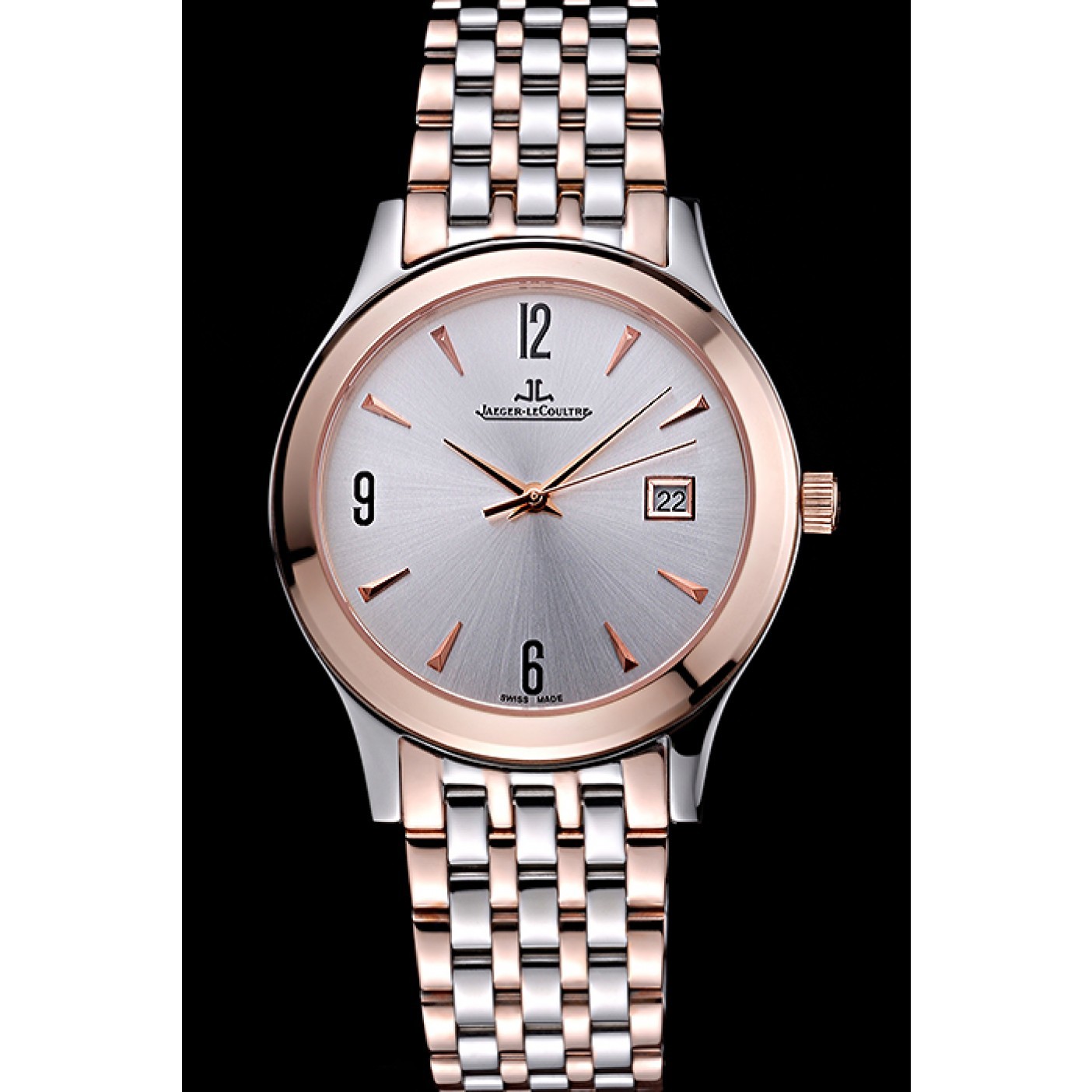 MiroTime Jaeger LeCoultre Master White Dial Rose Gold Bezel Two Tone Band 622090
