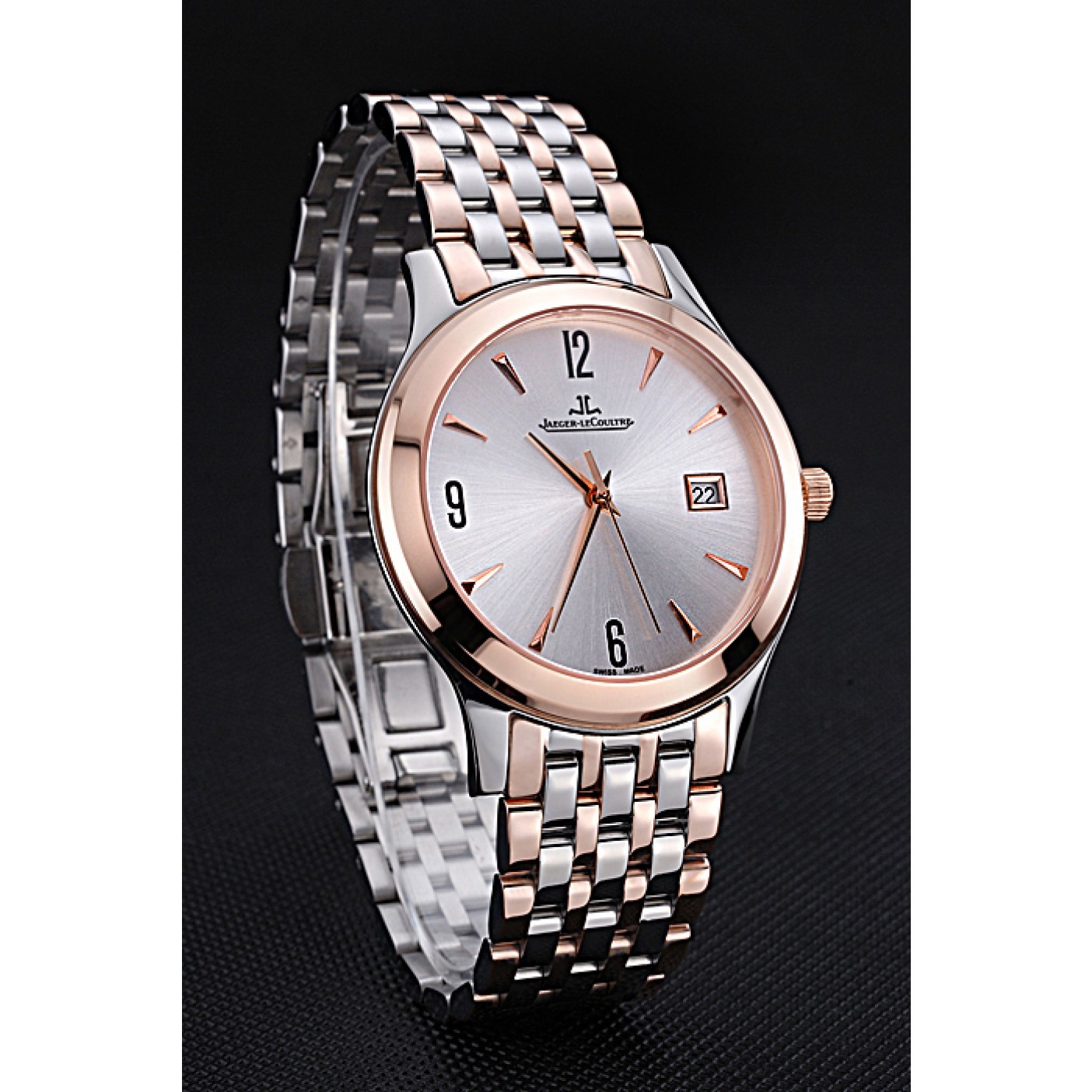MiroTime Jaeger LeCoultre Master White Dial Rose Gold Bezel Two Tone Band 622090