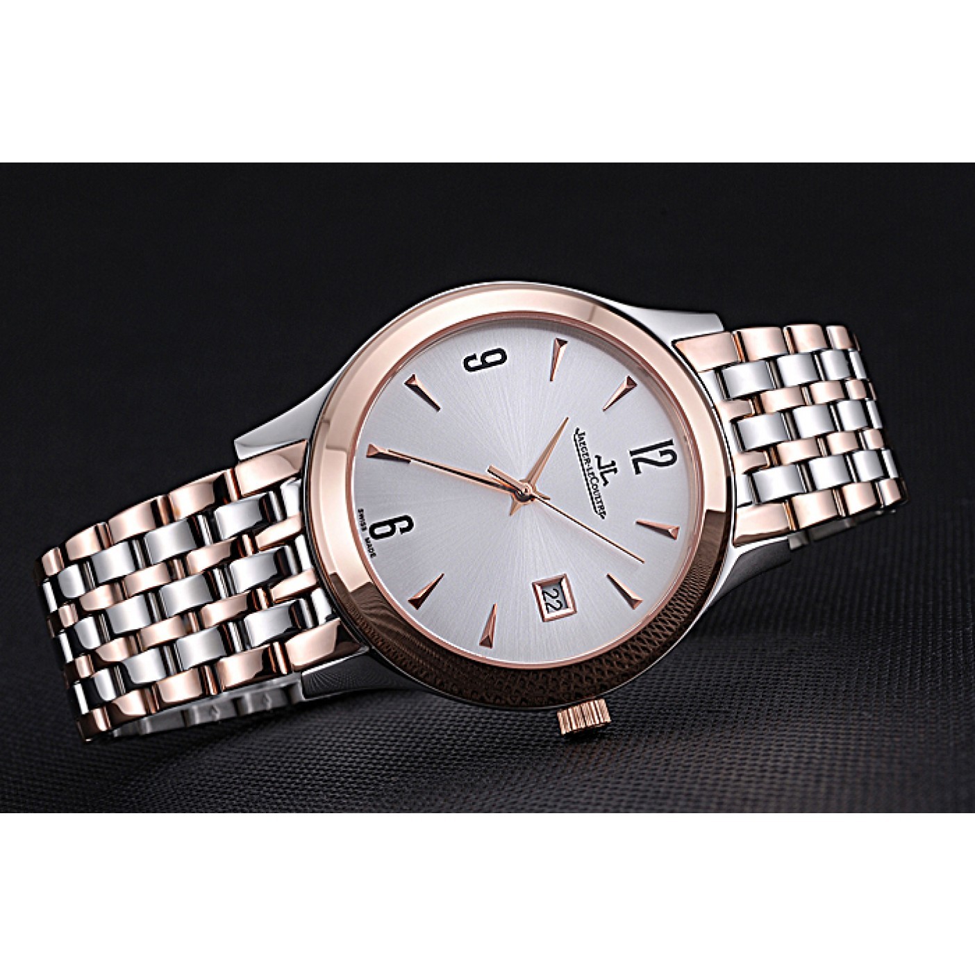MiroTime Jaeger LeCoultre Master White Dial Rose Gold Bezel Two Tone Band 622090