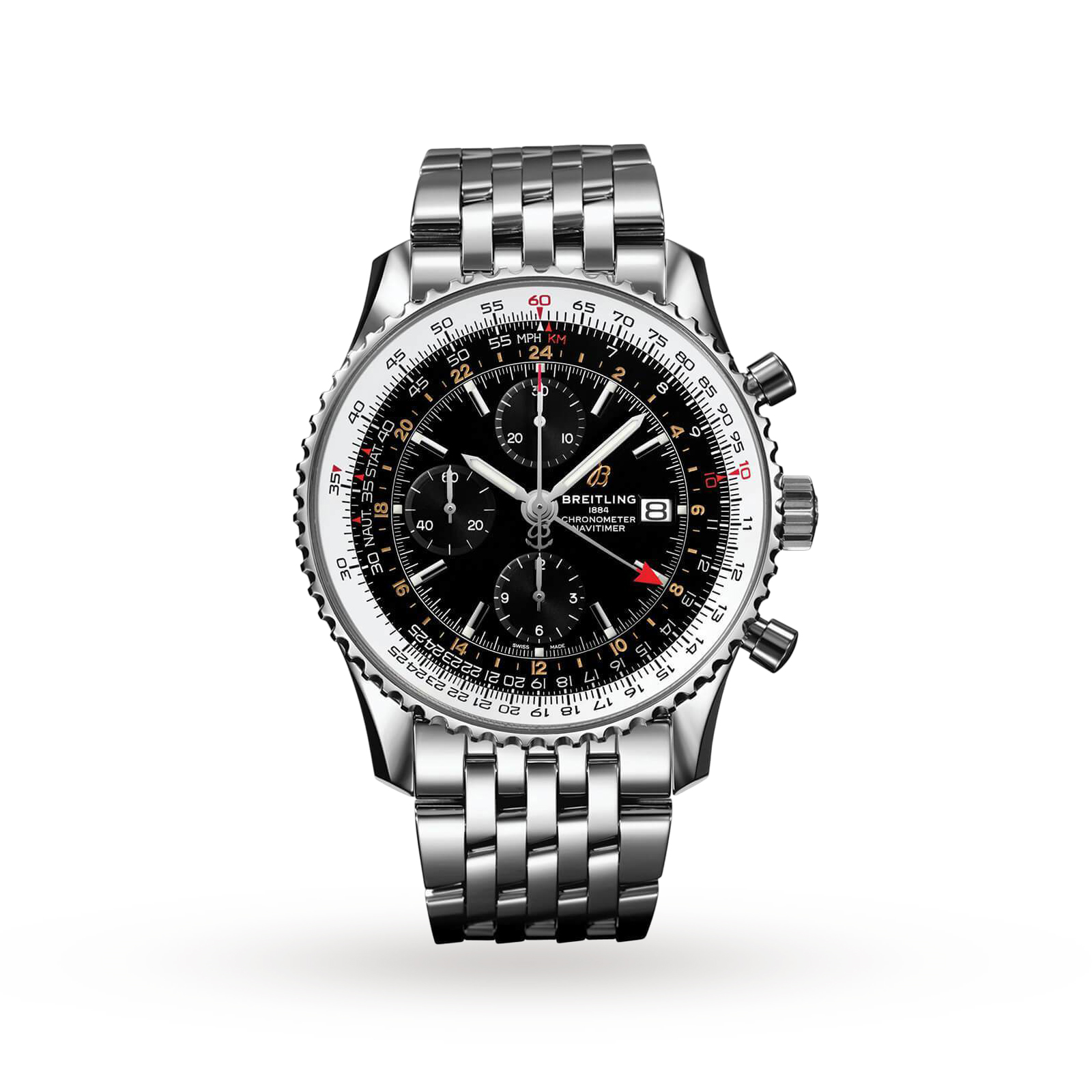 MiroTime Swiss Breitling Navitimer Chronograph GMT 46mm Mens Watch A24322121B2A1