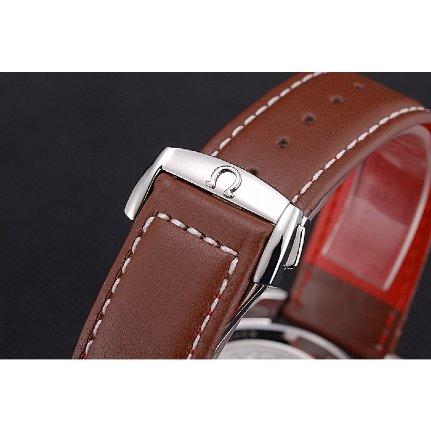 MiroTime Omega Speedmaster Blue Dial Stainless Steel Case Brown Leather Strap 622807