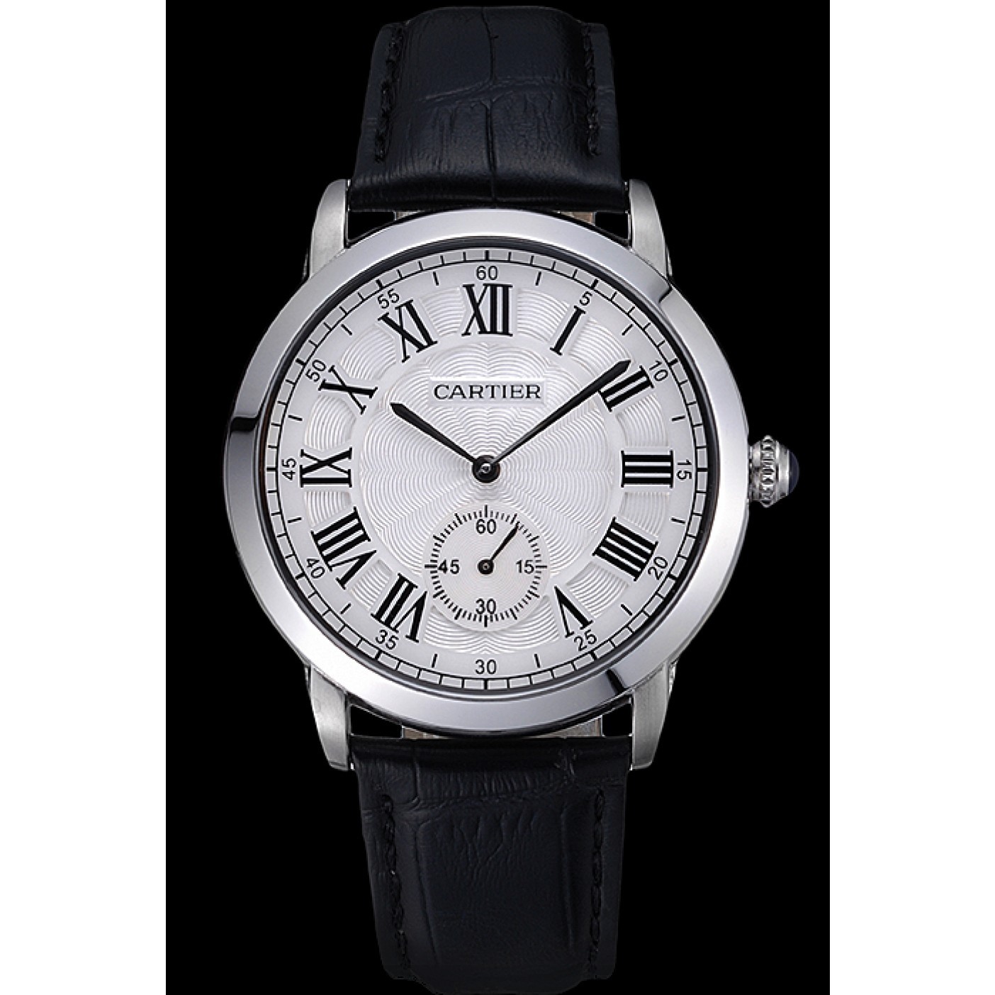 MiroTime Cartier Ronde Louis White Dial Black Leather Strap 621977