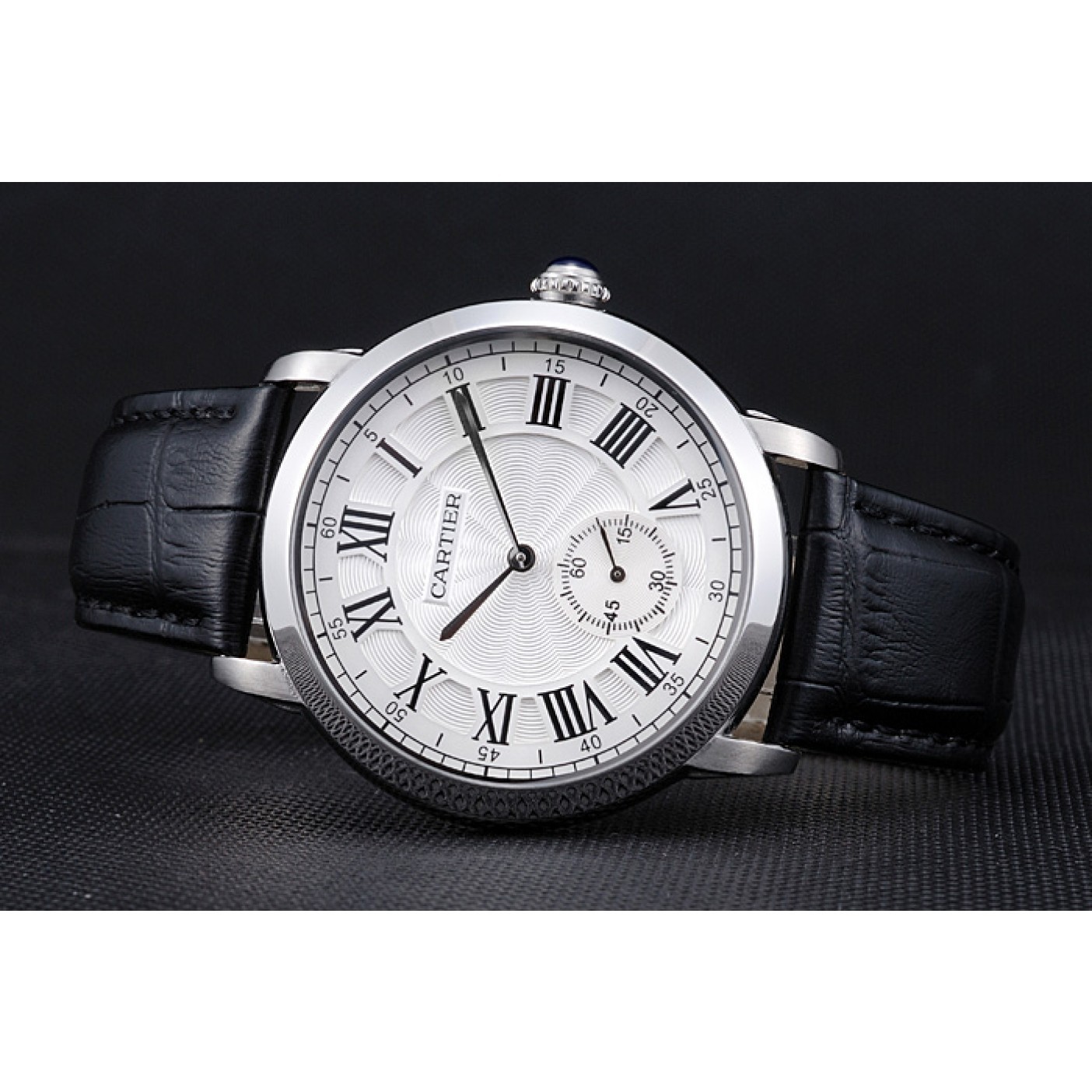 MiroTime Cartier Ronde Louis White Dial Black Leather Strap 621977