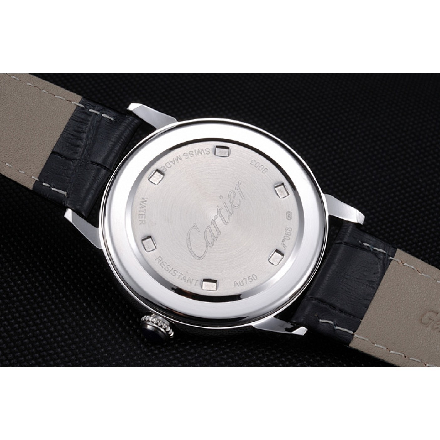 MiroTime Cartier Ronde Louis White Dial Black Leather Strap 621977
