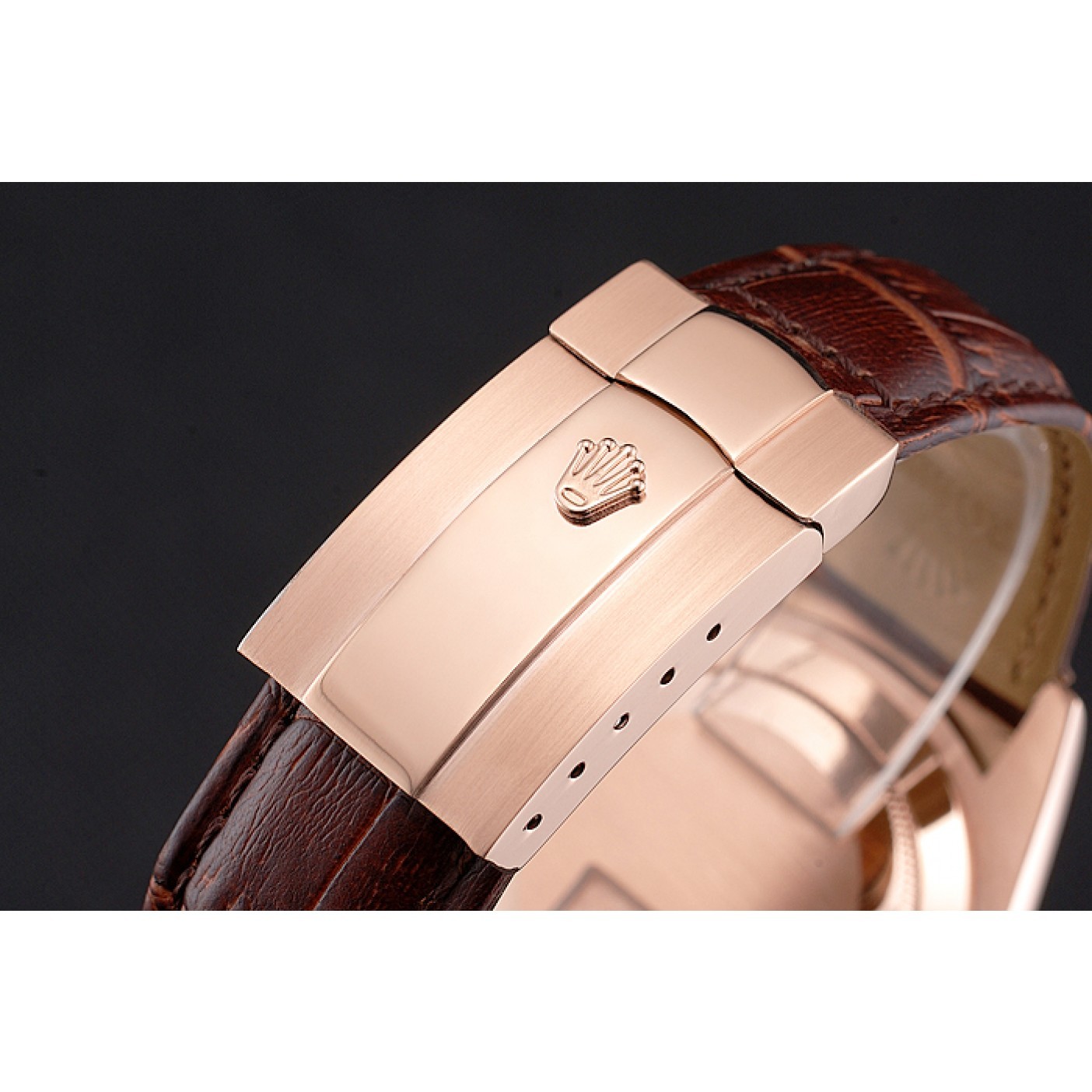 MiroTime Rolex Sky Dweller Brown Dial Rose Gold Case Brown Leather Strap