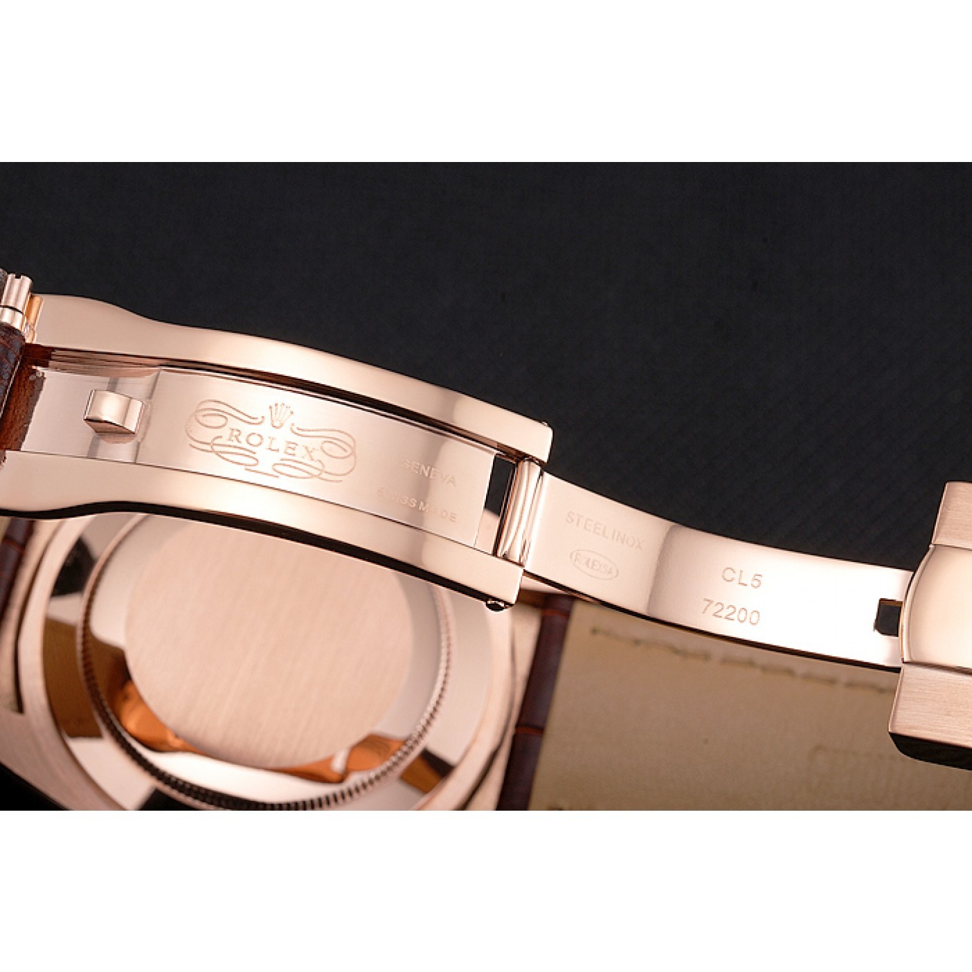 MiroTime Rolex Sky Dweller Brown Dial Rose Gold Case Brown Leather Strap
