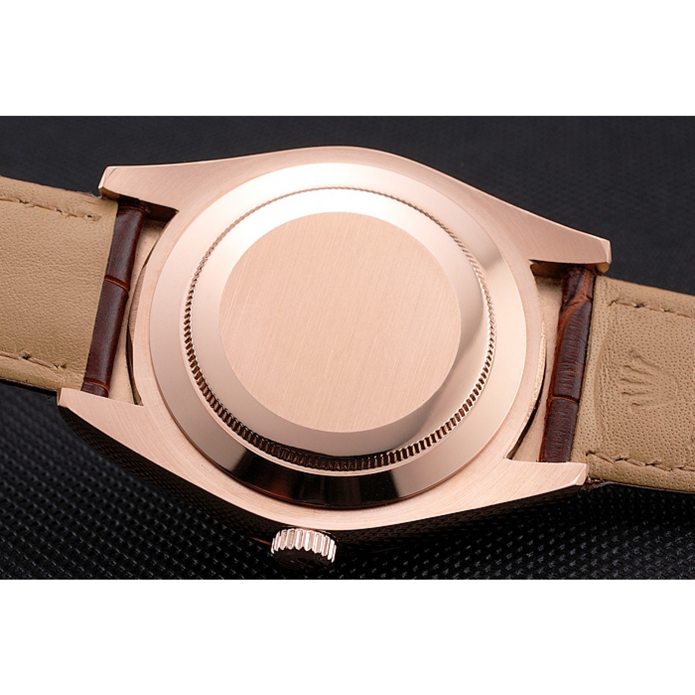 MiroTime Rolex Sky Dweller Brown Dial Rose Gold Case Brown Leather Strap