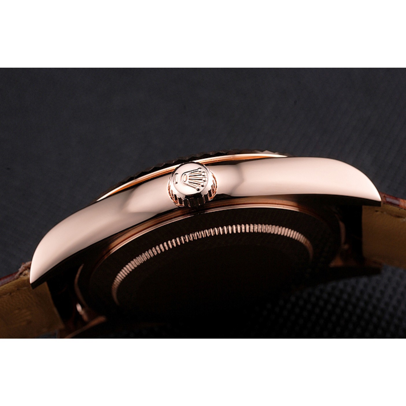 MiroTime Rolex Sky Dweller Brown Dial Rose Gold Case Brown Leather Strap