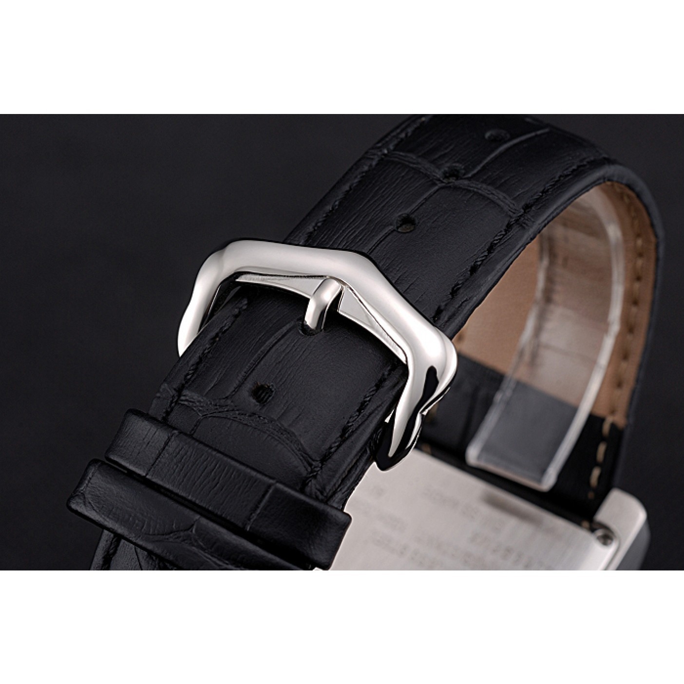 MiroTime Cartier Tank White Dial Stainless Steel Case Black Leather Strap 622761